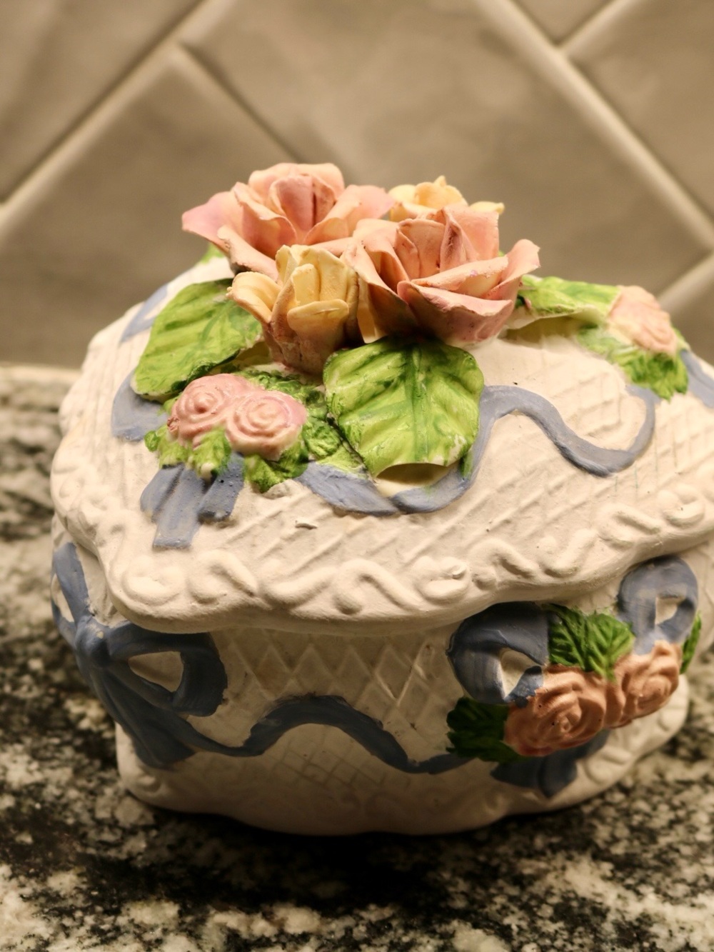 Vintage Decorative Floral Ceramic Trinket Box